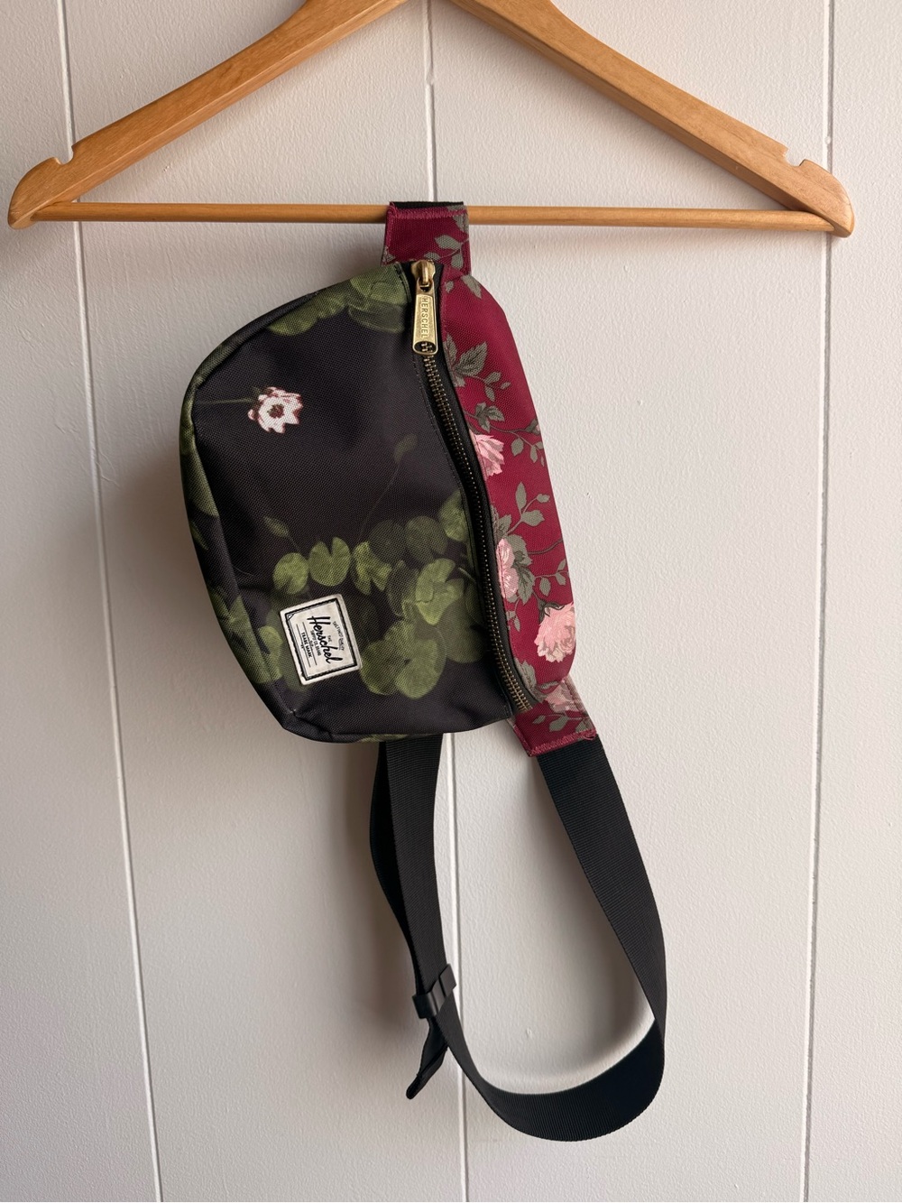 Herschel Supply Company Black & Burgundy Floral Crossbody Sling